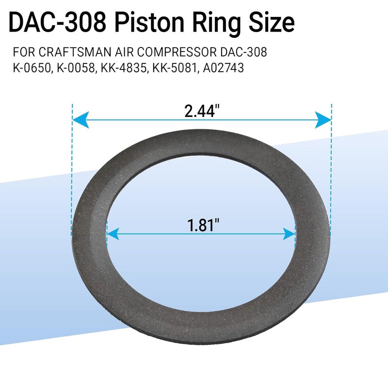 GnDaYoug 4 Pack DAC-308 Piston Rings for Craftsman Air Compressor – Compatible with K-0650, K-0058, KK-4835, KK-5081, A02743 – Oil-Free Replacement Rings for DeWalt, Porter Cable, Black & Decker, and More - Image 3